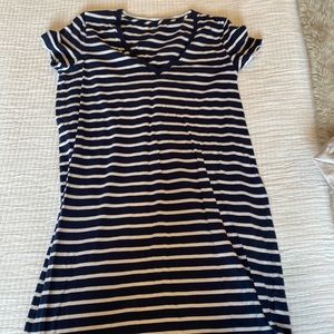 Madewell Navy & White Striped T Shirt Dress